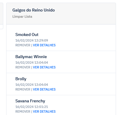 Visualizando e Removendo Galgo do Canil Pessoal