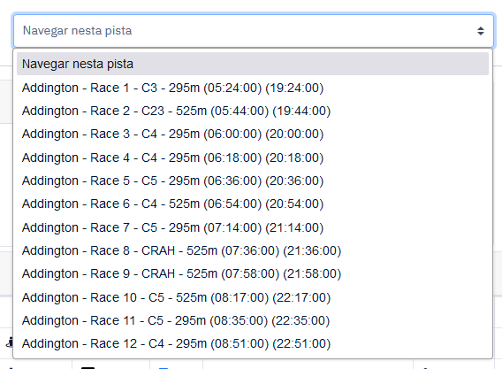 Navegação por Horário das Corridas